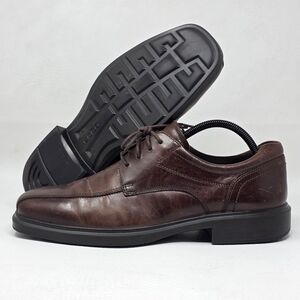 Ecco Helsinki 2 Mens Sz 9-9.5 43 Derby Shoes Brown Leather Low Top Lace Up Dress